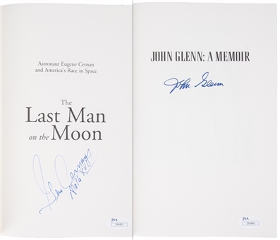 Lot of (2) Astronaut Autographed Books - John Glenn & Eugene Cernan (JSA)